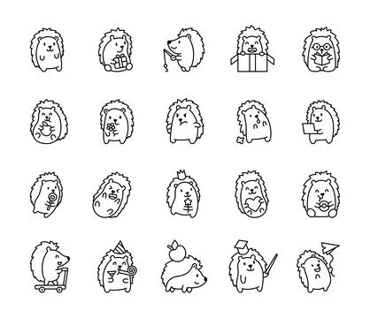 Hedgehog set featuring a character Stock Illustration