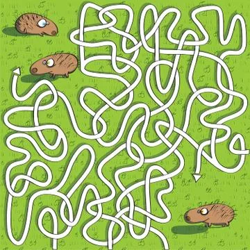 Hedgehogs Maze Game Stock Illustration