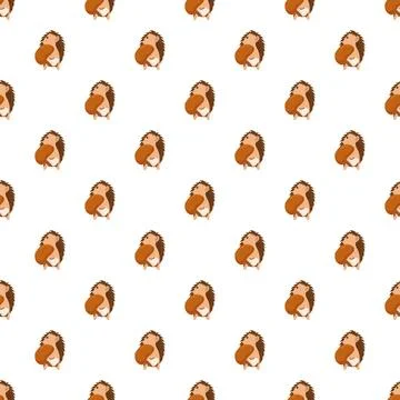Hedgehogs pattern with cute animal holding nut Ilustración de archivo