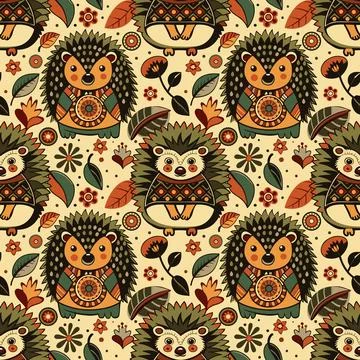 Hedgehogs pattern Stock Illustration