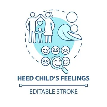 Heed child feelings blue concept icon Stock Illustration