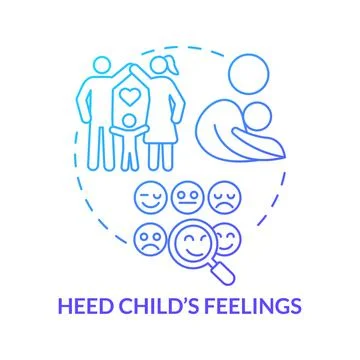 Heed child feelings blue gradient concept icon Stock Illustration