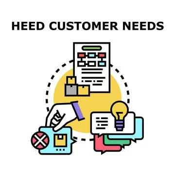 Heeding customer needs creating new business ideas Stock Illustration