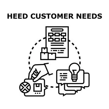 Heeding customer needs creating new business ideas Stock Illustration