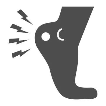 Heel pain solid icon, Body pain concept, foot ache sign on white background Illustrazione stock