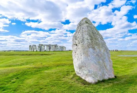 The Heel Stone and Stonehenge Prehistoric Monument, UNESCO World Heritage Site, Stock Photos