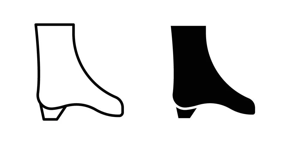 Heeled Boot icon drawing lines. Silhouette style vector bundle Stock Illustration