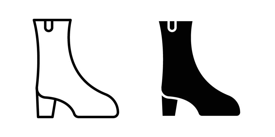 Heeled Boot icon silhouette vector set. thin line pack Stock Illustration