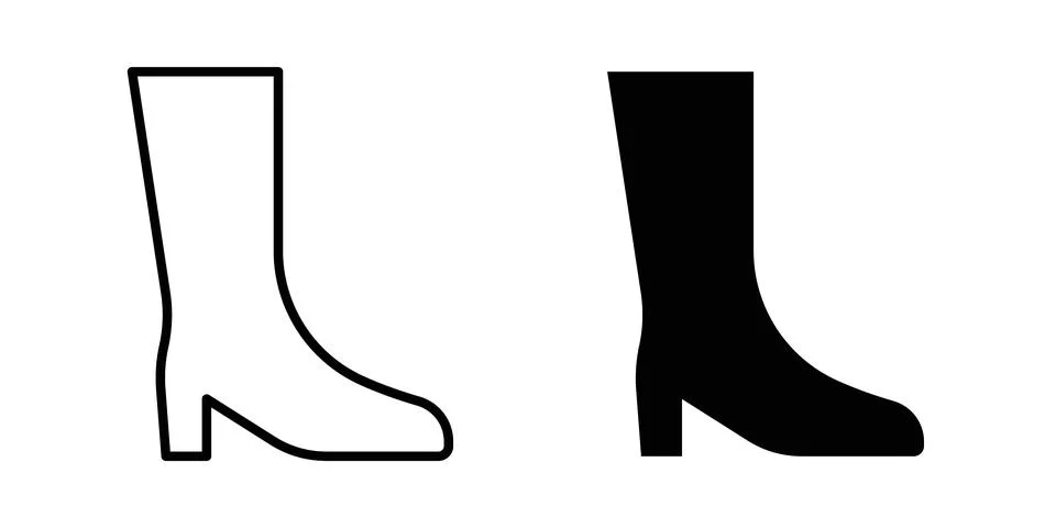 Heeled Boot icon symbol. Flat and Stroke Vector illustration Stock Illustration
