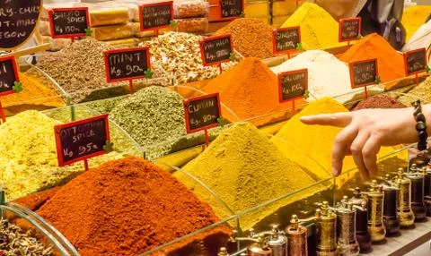 Heep of spices in the turkish spice bazaar in Istanbul Stock Photos