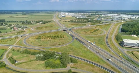 Heerenveen Highway Intersection A32 A7 - Holland – 4K Drone Footage Stock-Footage 122588646