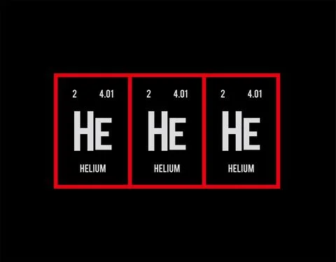 HeHeHe - Periodic Table of Elements on black background in vector illustratio Stock Illustration