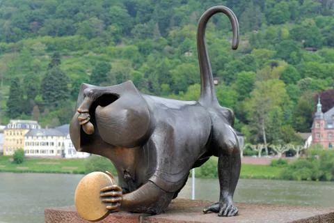 Heidelberg Bridge Monkey Stock Photos