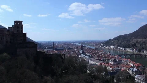 Heidelberg Castle Overlooking Neckar River in Heidelberg, Germany Stock-Footage 100616891
