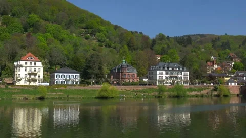 Heidelberg Germany 4K Hyperlapse River View Stockbeeldmateriaal 299722360