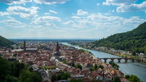 Heidelberg, Germany Time Lapse With The Clouds Passing Over The ity Stock Footage 227836500