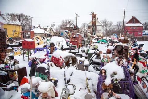 The Heidelberg Project Overview burned House Stock Photos