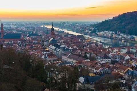 Heidelberg at sunset Stock Photos