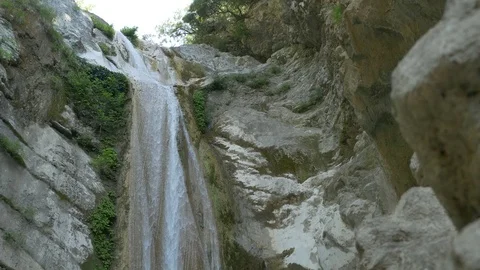 Heigh Rocky Waterfall Stock Footage 77357961