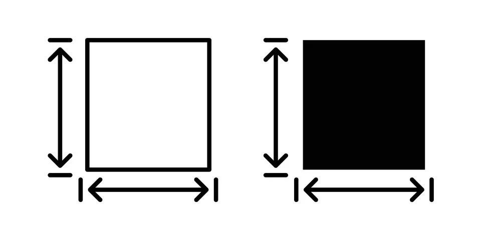 Height and width icon silhouette vector set. thin line pack Stock Illustration