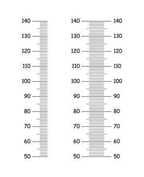 Height chart from 50 to 140 centimeters. Stock Illustration