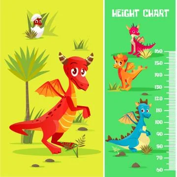 Height chart, wall meter baby dinosaurs Stock Illustration