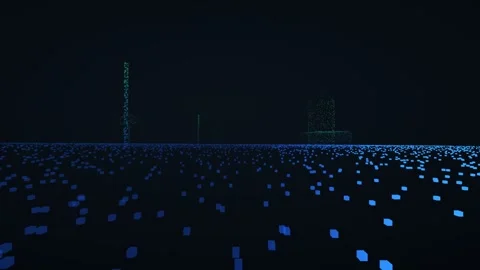Height coded lidar point cloud farmland grain silo agricultural building rural Stock Footage 342132956