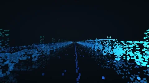 Height coded lidar point cloud multi storey car park deck interior survey Stock Footage 342133625