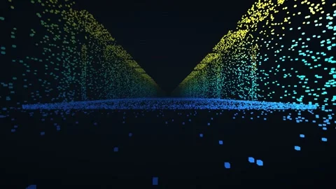 Height coded lidar point cloud warehouse interior racking slam handheld mapping Stock Footage 342134749