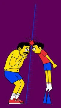 Height Comparison Between Father and Son Stock Illustration