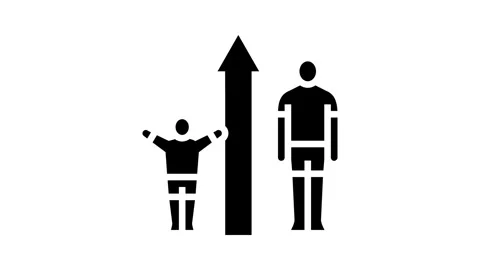 Height increase adolescence puberty glyph icon animation Stock Footage 326140696