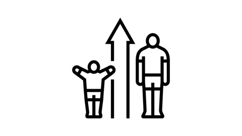 Height increase adolescence puberty line icon animation Stock Footage 326122167