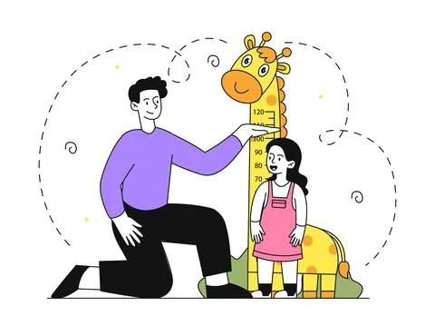 Height meter girl vector linear Stock Illustration