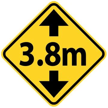 Height restriction limit 3.8 meter warning sign. Road sign vehicle height Stock Illustration