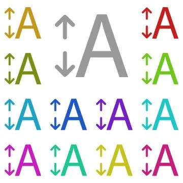 Height text multi color icon. Simple thin line, outline vector of Text editor Stock Illustration