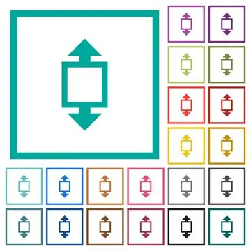 Height tool flat color icons with quadrant frames Stock Illustration