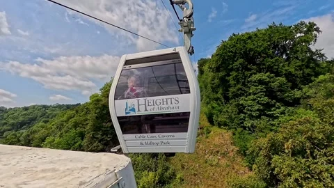 Heights of Abraham cable car gently swinging in the breeze Stock-Footage 313380791
