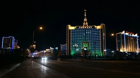 Heihe City Night View with a Car Stock Footage