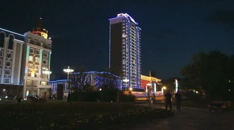 Heihe Night Town View 01 Stock Footage 20500477
