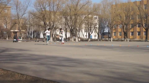 Heihexueyuan Students Riding Rollers 02 Stock Footage 37357015