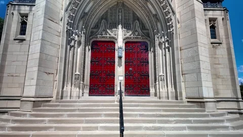 Heinz Memorial Chapel elevation view is a Pittsburgh's historic landmark at.. Stock Footage 321779415