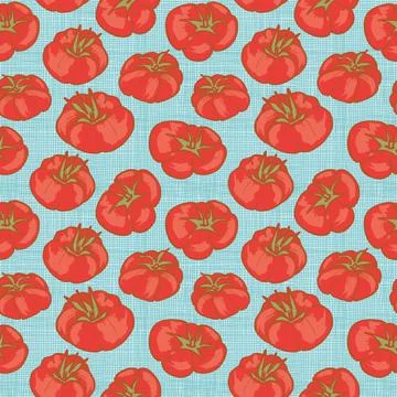 Heirloom tomatoes background seamless vector pattern in a modern retro style. Stock Illustration