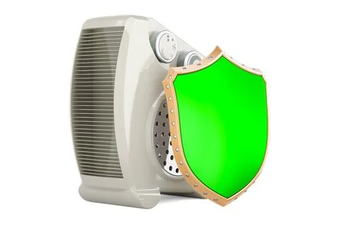 Heizlüfter mit Abschirmung. 3D-Rendering Fan heater with shield. 3D render.. Stock Photos
