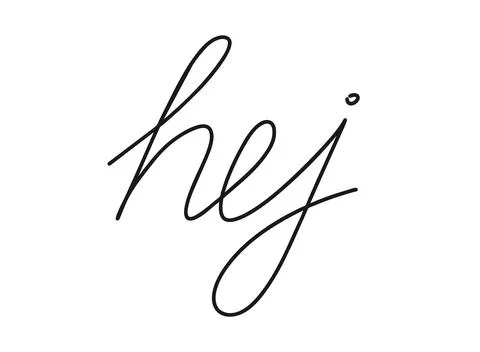 Hej write calligraphy word, continuous line drawing. Greeting, hello on Swedish Stock Illustration
