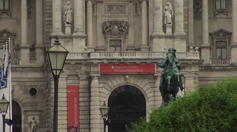 Heldenplatz (Heroes Square) and the Austrian National Library in Vienna Stock Footage 67609246