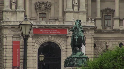 Heldenplatz (Heroes Square) and the Austrian National Library in Vienna Stock Footage 67609283