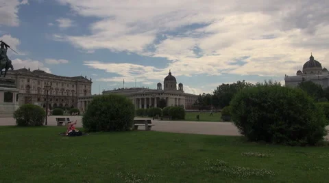 Heldenplatz (Heroes Square) and the Austrian National Library in Vienna Stock Footage 67609297