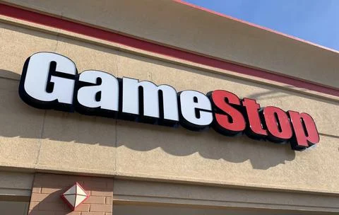 Helena, Montana - January 31, 2021: Gamestop logo sign of storefront, in the Stock Photos