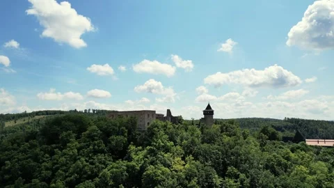Helftyn Castle overlooking the hills, Located in Czech republic Stock Footage 270760151
