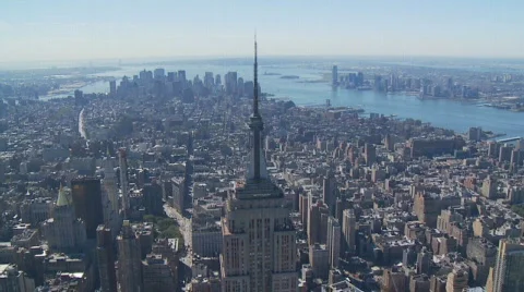 Heli flight around empire state building part IV Stock Footage